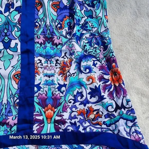 Nicole Miller Sz Large Multicolor Floral Sleeveless High Low Hem Button Back Top - Picture 6 of 11